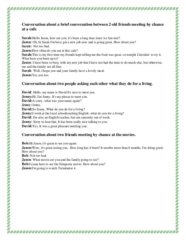 example of short telephone conversation between two friends write a dialogue for a telephone conversation between two friends
